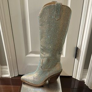 ISNOM Rhinestone Cowboy Boots US9